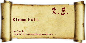Klemm Edit névjegykártya